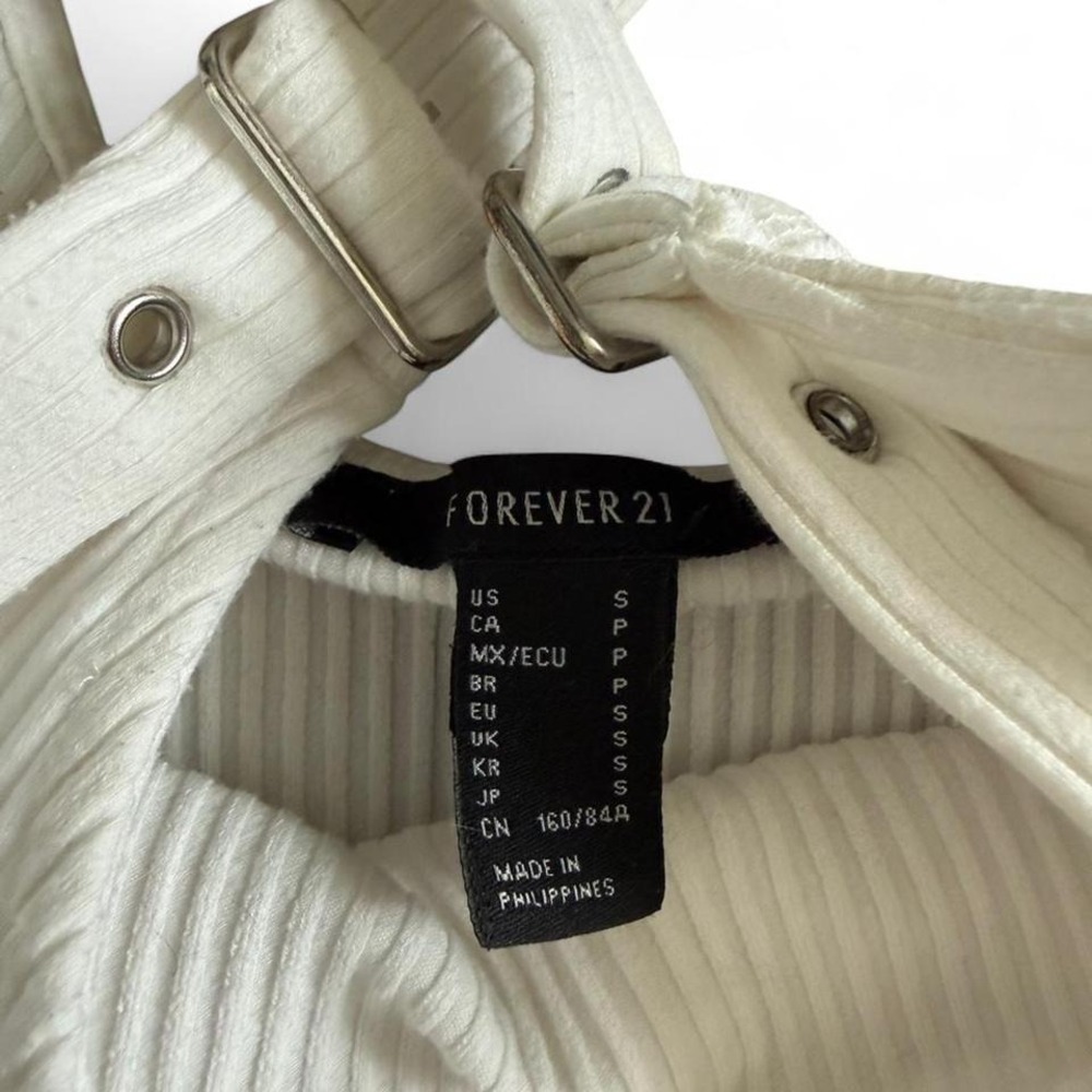 Forever 21 white ribbed bodysuit with adjustable straps - Picture 2 of 3